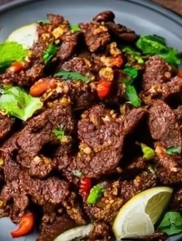 Lækker crispy chilli bøf i airfryeren på 30 minutter